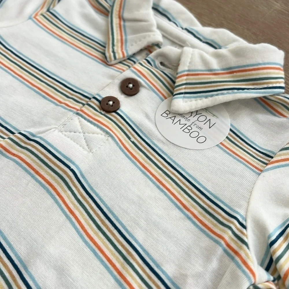 Milkberry Bamboo stripes baby boy romper shortie onesie 3-6 months
